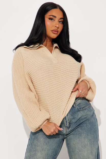 Marlie Collared Sweater - Taupe