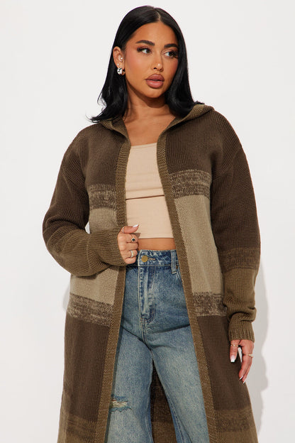 Malibu Ombre Long Cardigan - Brown/combo