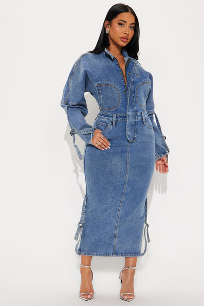 Erin Denim Midi Dress - Denim