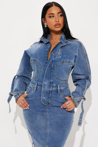 Erin Denim Midi Dress - Denim