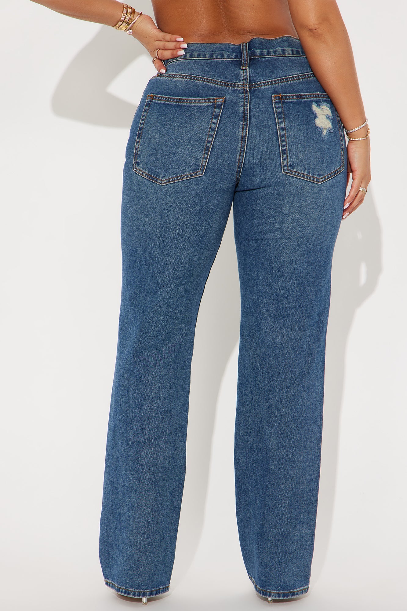 Tapped In Non Stretch Distressed Straight Leg Jeans - Dark Wash