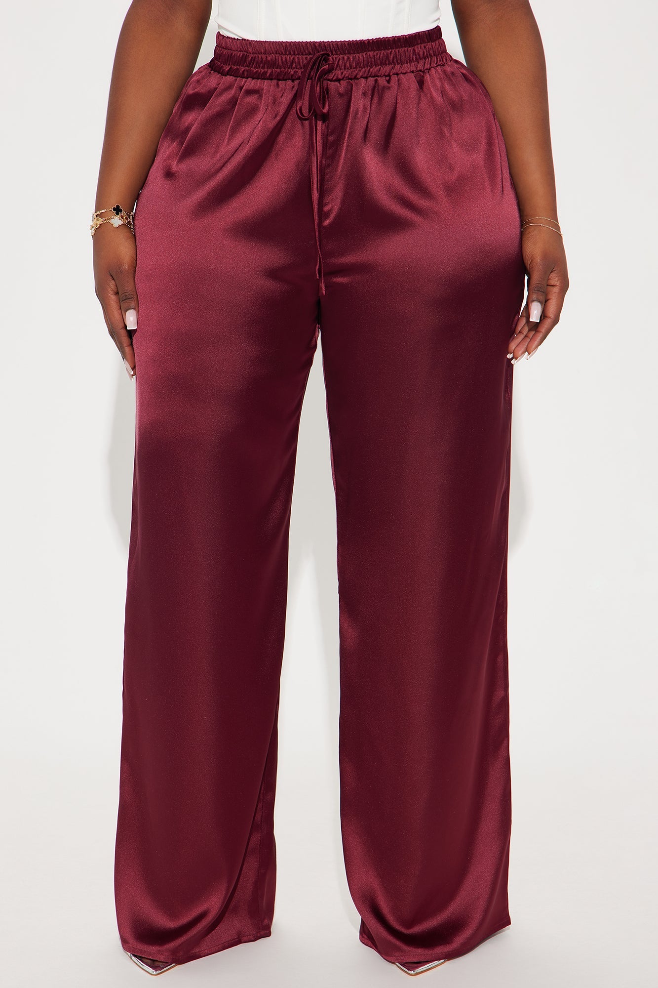 Elevate You Satin Pant - Burgundy