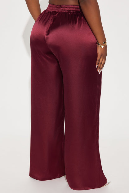 Elevate You Satin Pant - Burgundy