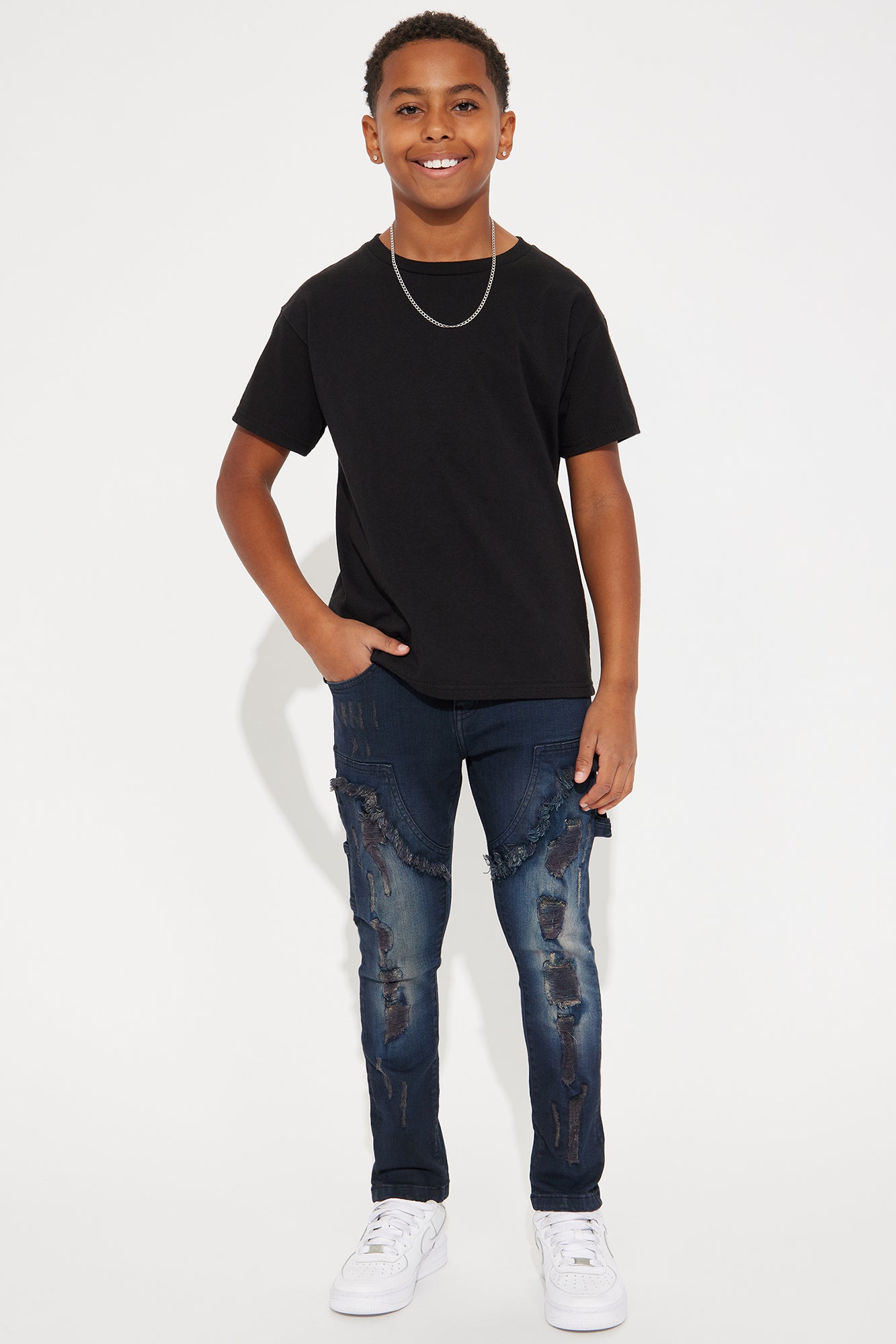 Mini No Fear Rip And Repair Denim Jean - Indigo
