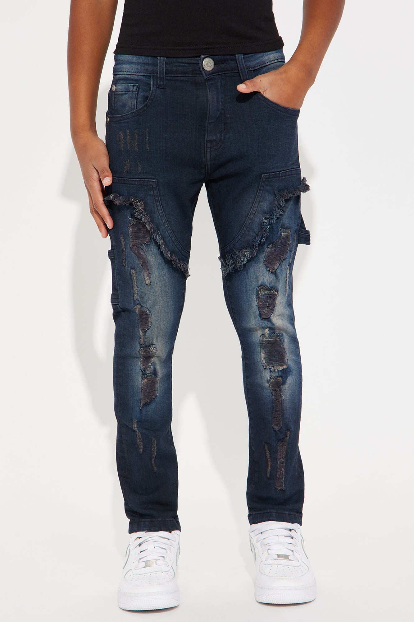 Mini No Fear Rip And Repair Denim Jean - Indigo