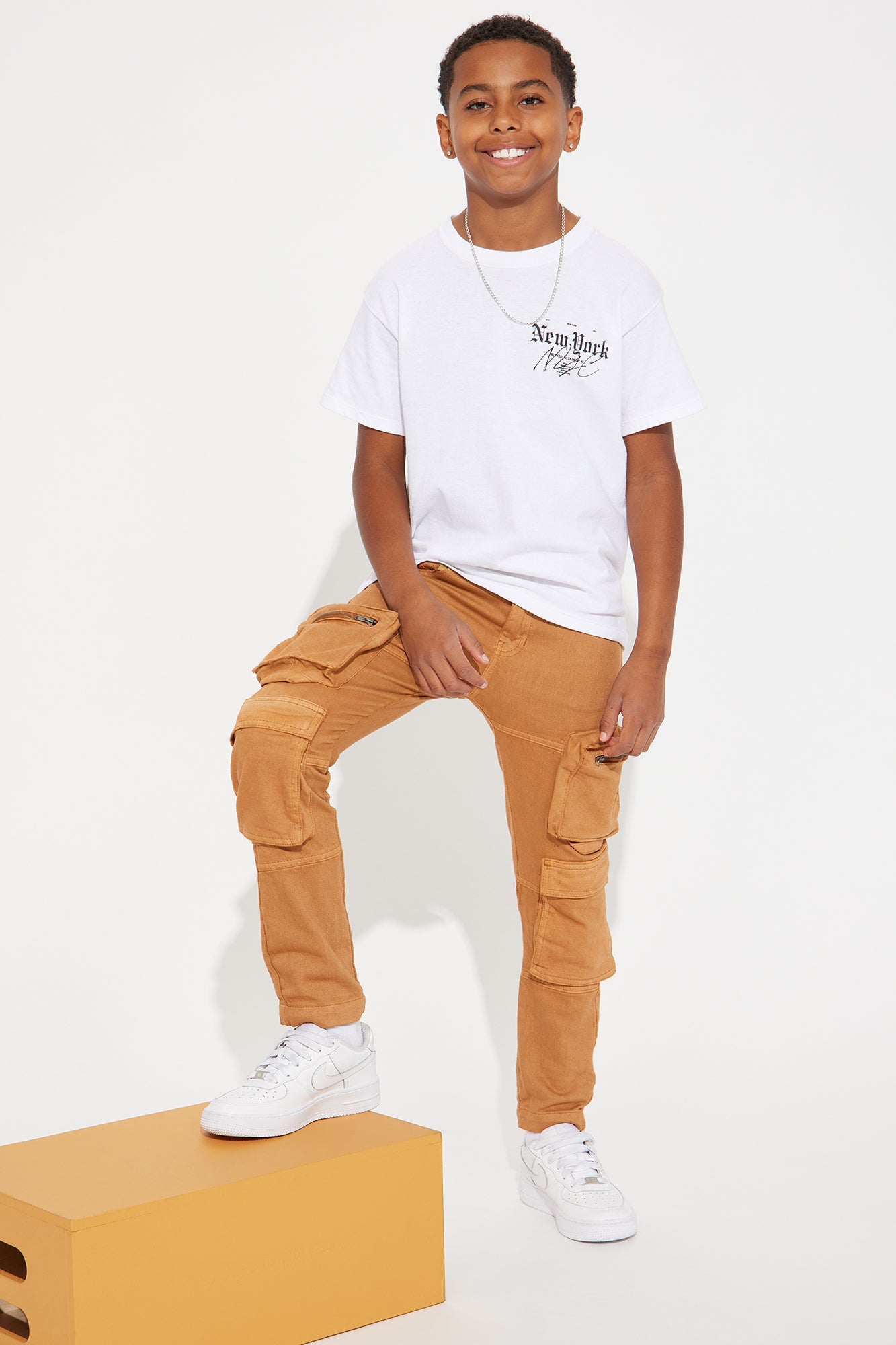 Mini Time Is Now Cargo Skinny Denim Jean - Brown