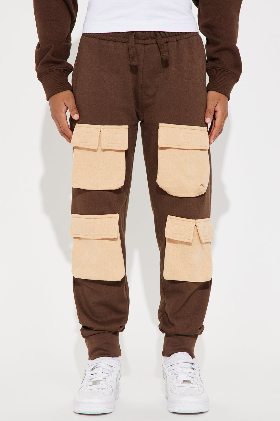 Mini On An Adventure Fleece Cargo Jogger Pant - Brown