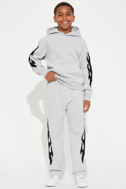Mini Flame Time Tyson Straight Sweatpants - Heather Grey