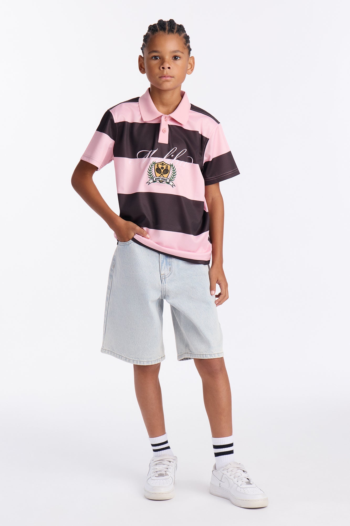 Mini Malibu Striped Polo - Pink/combo