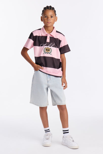 Mini Malibu Striped Polo - Pink/combo