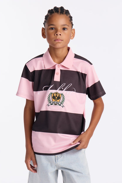 Mini Malibu Striped Polo - Pink/combo