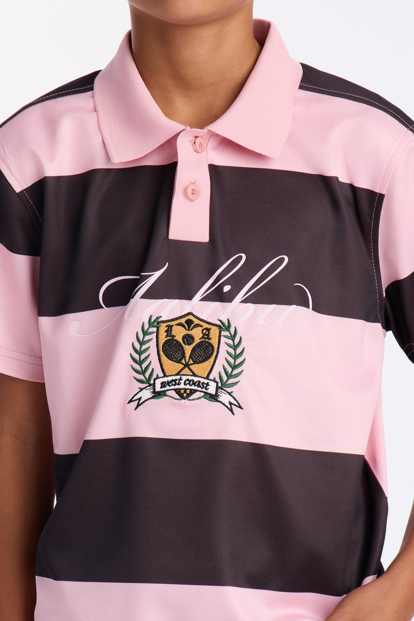 Mini Malibu Striped Polo - Pink/combo