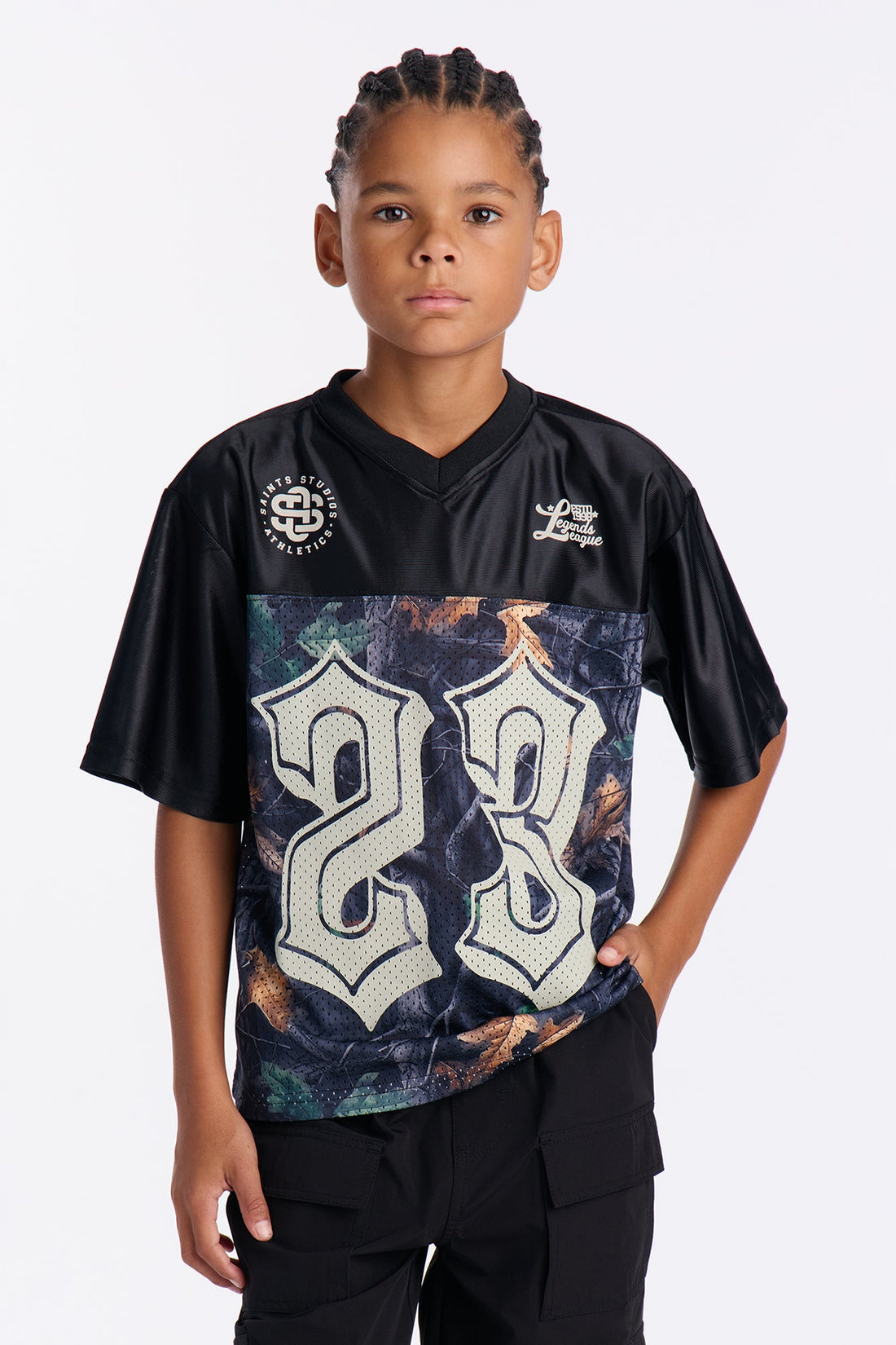 Mini Saints Camo Short Sleeve Jersey - Black