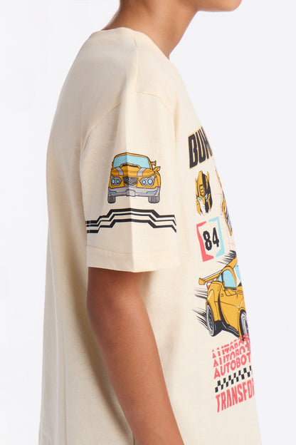 Mini Transformers Bumblebee Short Sleeve Tee - Cream