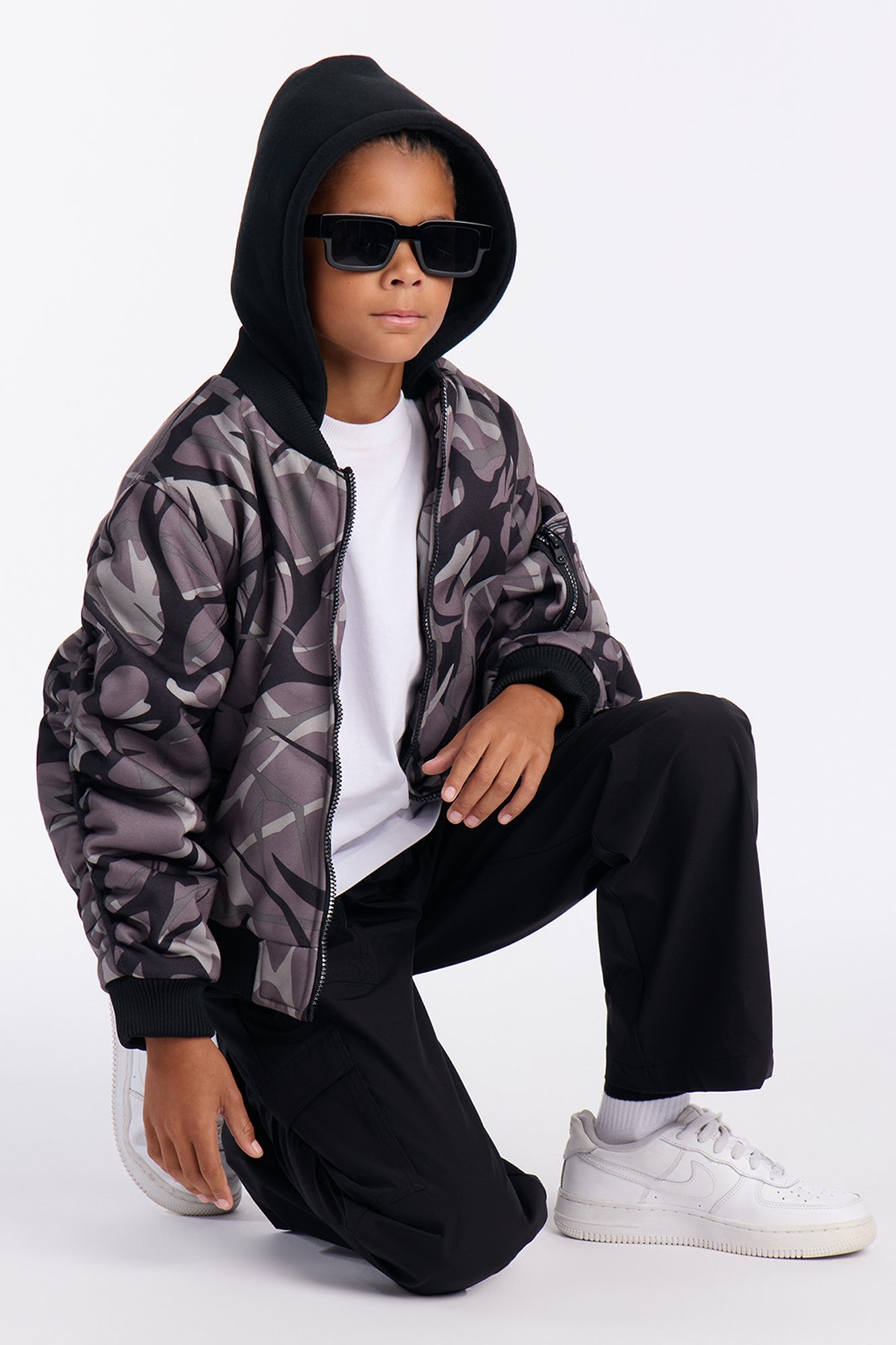 Mini In The Cut Camo Zip Up Hoodie - Camouflage