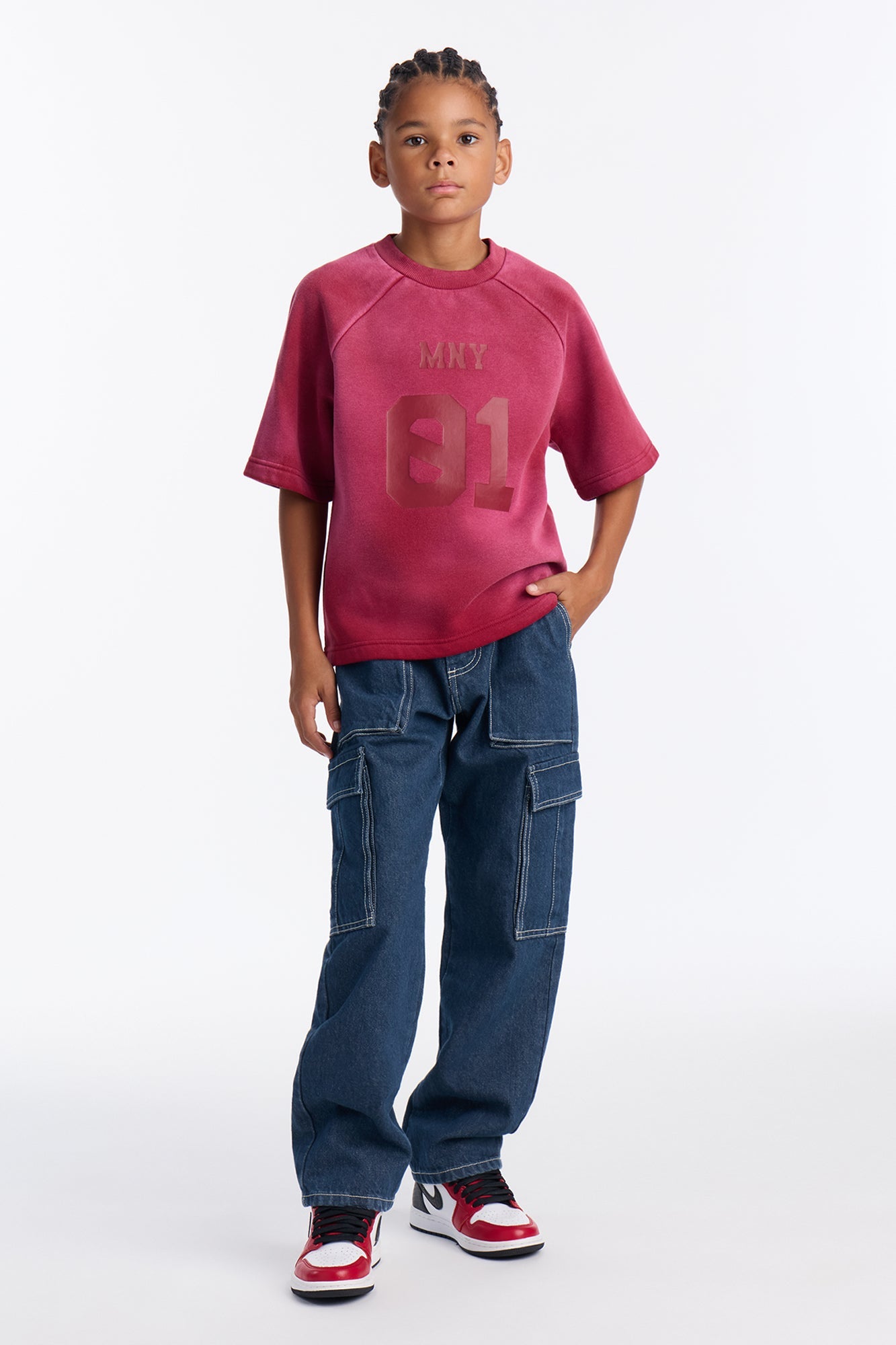 Mini Money Short Sleeve Raglan Sweatshirt - Burgundy