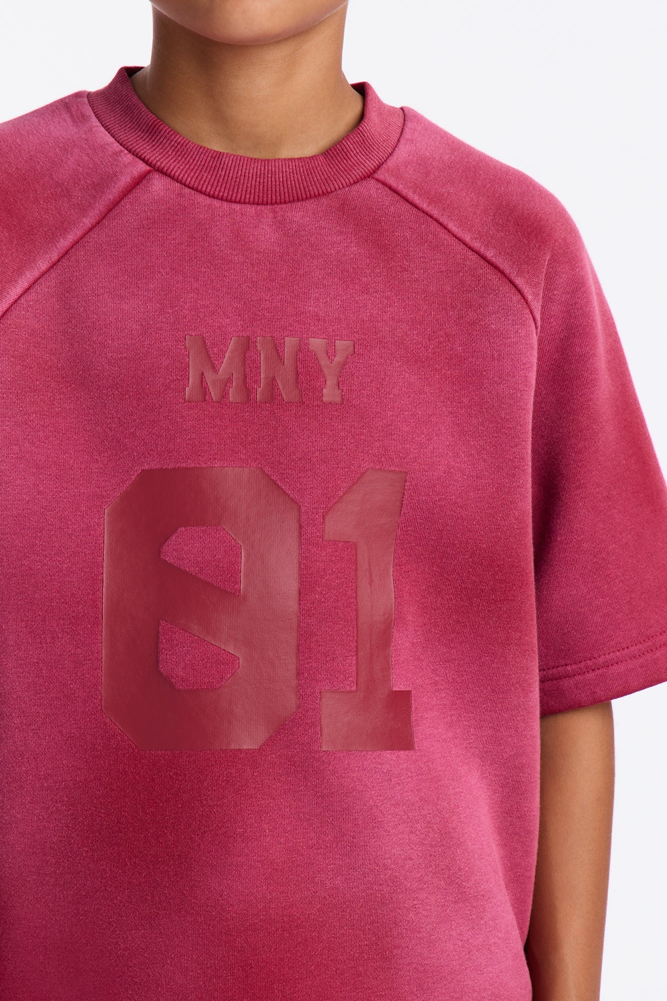 Mini Money Short Sleeve Raglan Sweatshirt - Burgundy