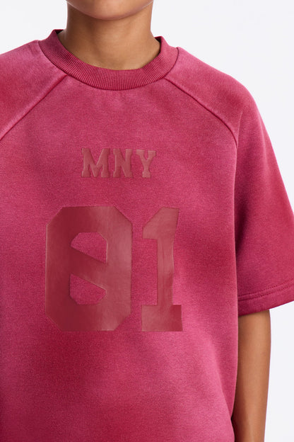Mini Money Short Sleeve Raglan Sweatshirt - Burgundy