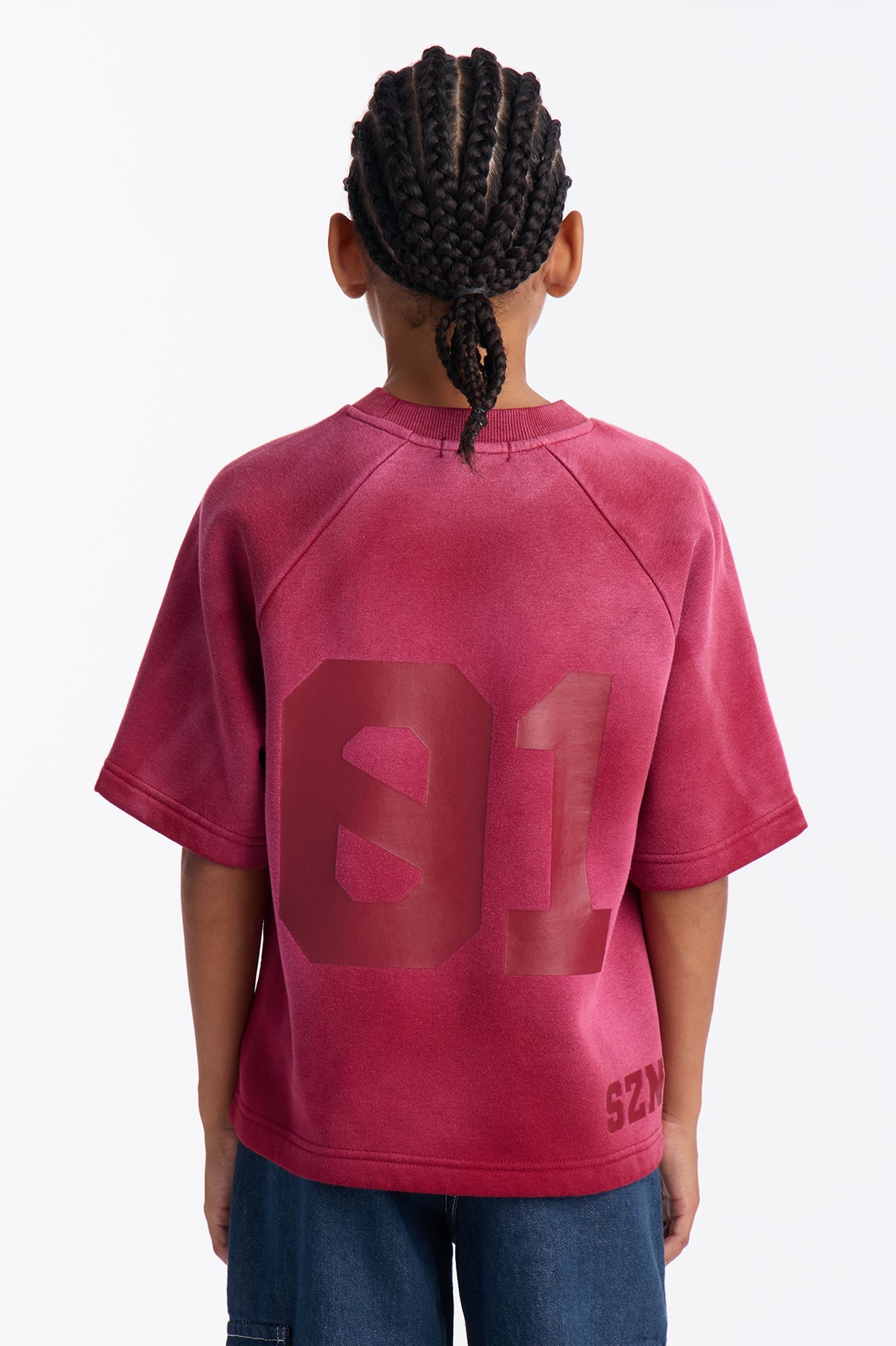 Mini Money Short Sleeve Raglan Sweatshirt - Burgundy