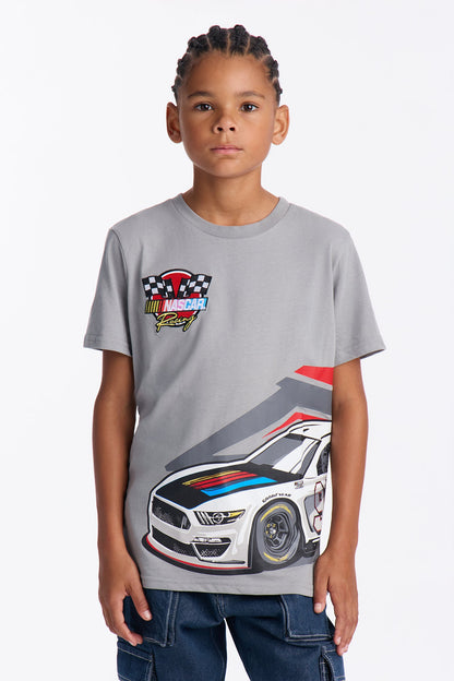 Mini Nascar Racing Front/Back Short Sleeve Tee - Grey