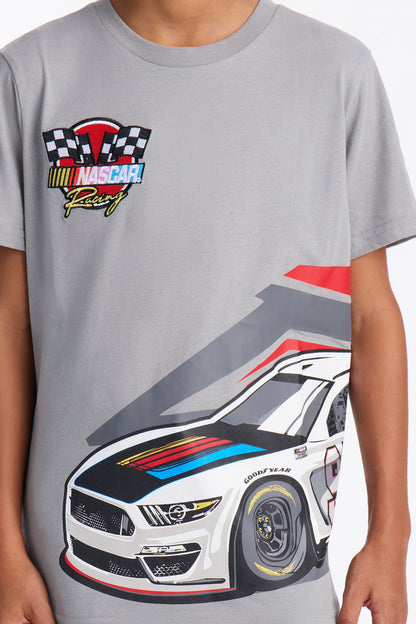 Mini Nascar Racing Front/Back Short Sleeve Tee - Grey