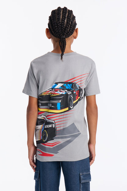 Mini Nascar Racing Front/Back Short Sleeve Tee - Grey