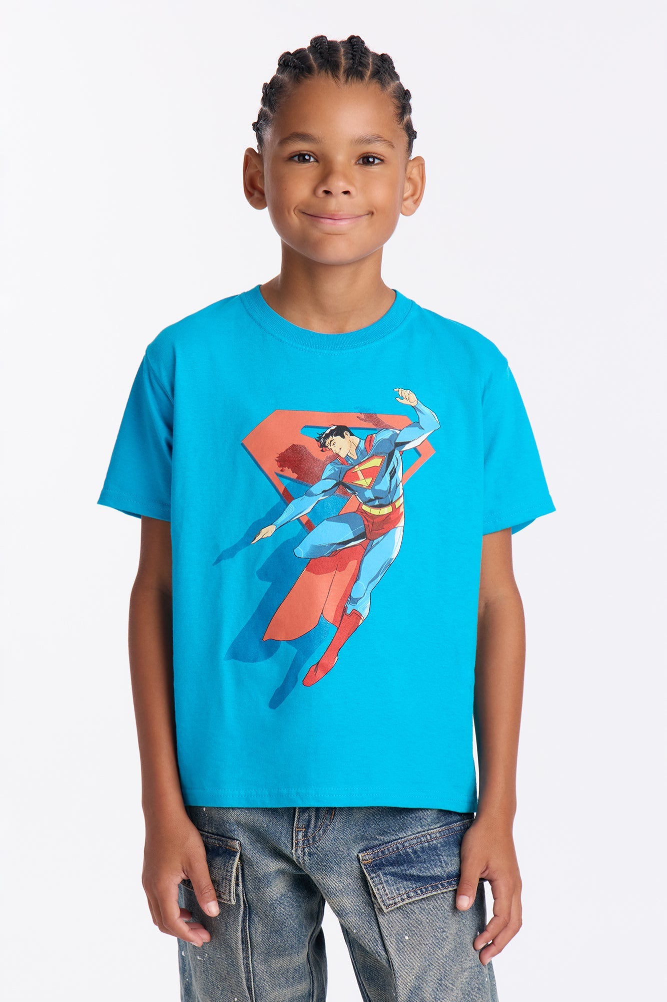 Mini Superman Taking Flight Short Sleeve Tee - Light Blue
