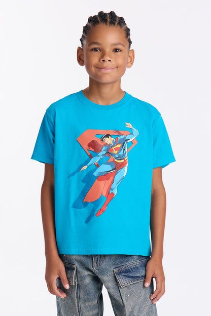 Mini Superman Taking Flight Short Sleeve Tee - Light Blue