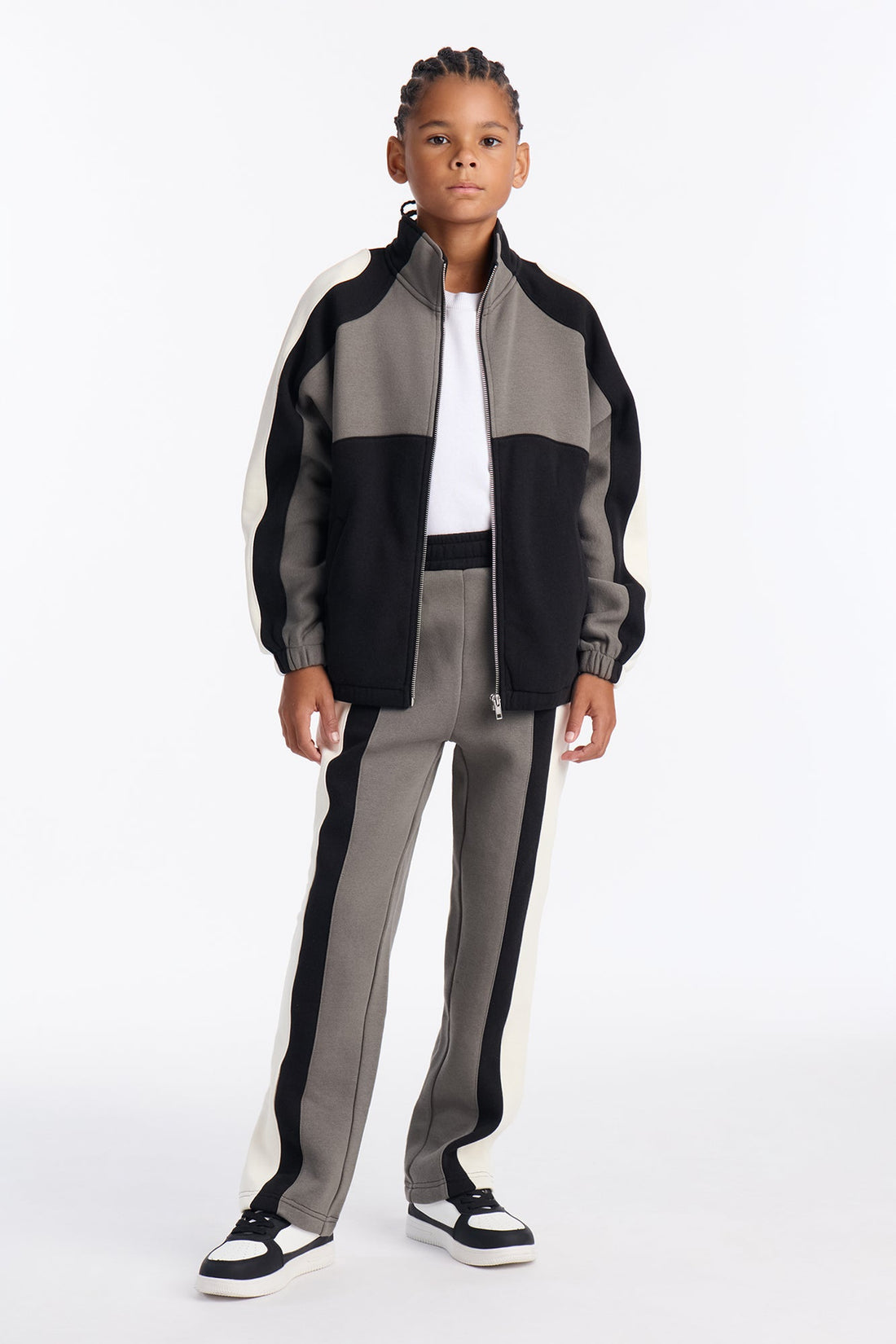 Mini Paneled Fleece Straight Sweatpants - Multi Color