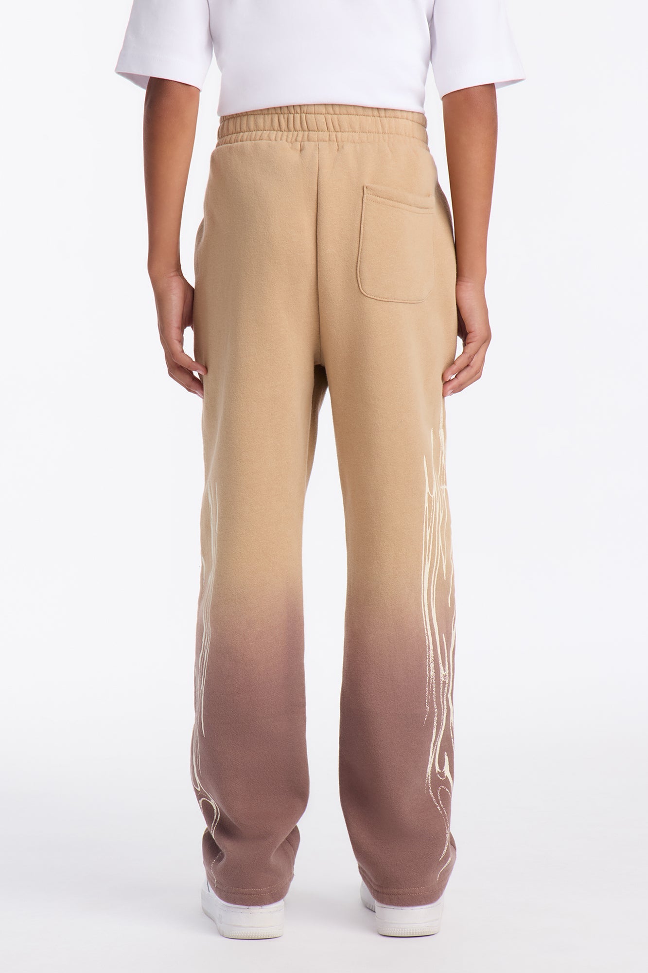 Mini Faded Flames Straight Sweatpants - Brown