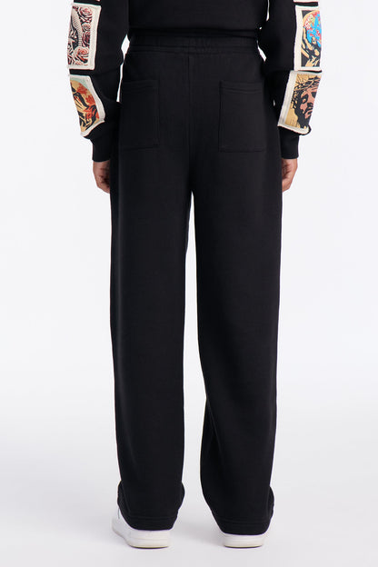 Mini God Made Patch Straight Sweatpants - Black