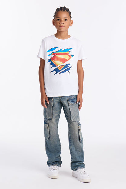 Mini Superman Unleashed Short Sleeve Tee - White