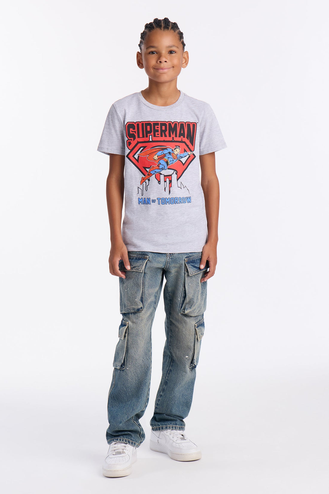Mini Superman Man Of Steel Short Sleeve Tee - Heather Grey