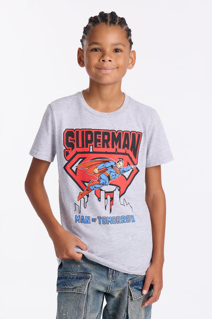 Mini Superman Man Of Steel Short Sleeve Tee - Heather Grey