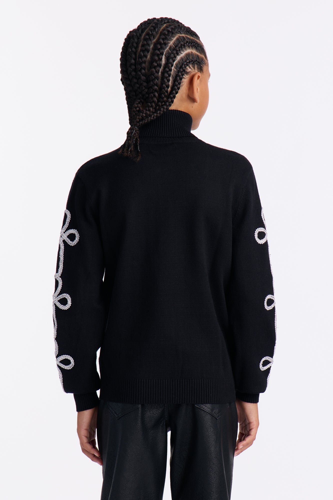 Mini Turtle Neck Knit Sweater - Black
