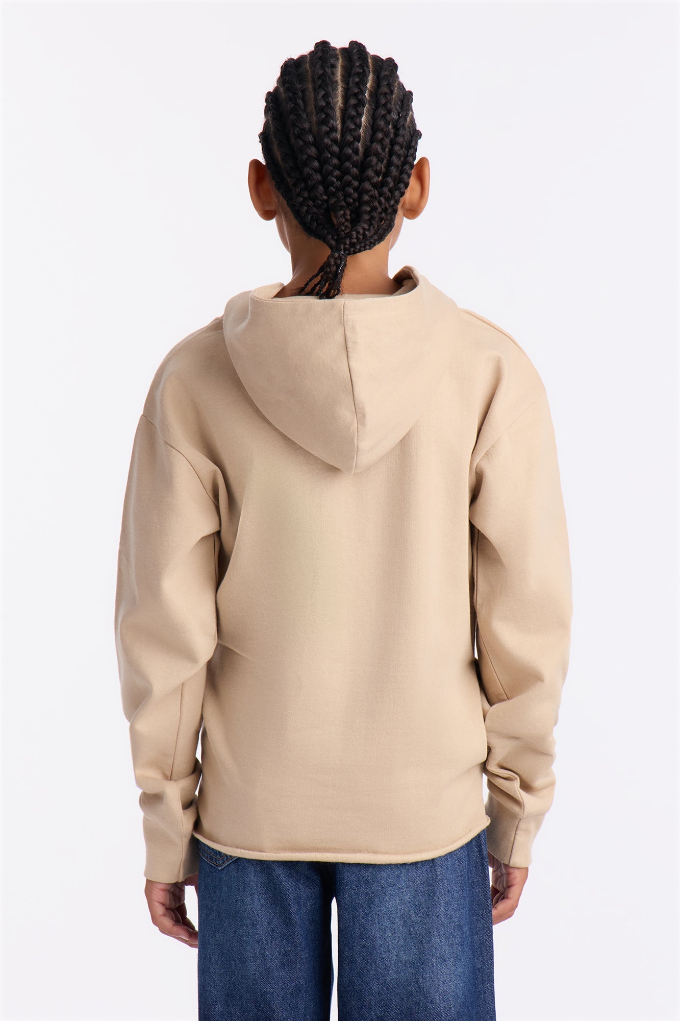 Mini Aint A Saint Raw Hem Oversized Hoodie - Cream