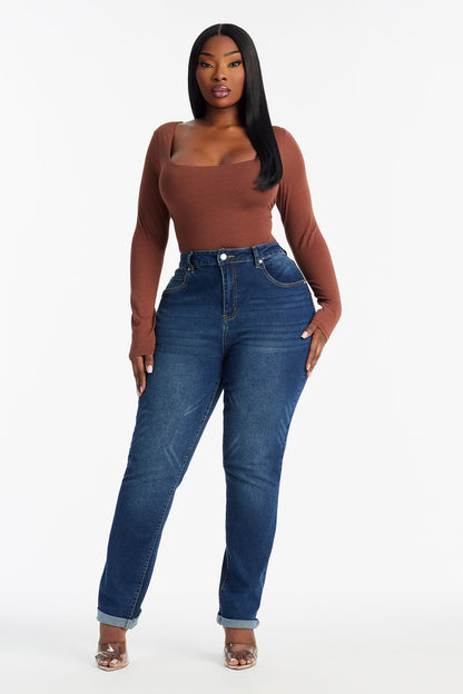 Tall Clara Super Stretch Sculpting Mom Jeans - Dark Wash