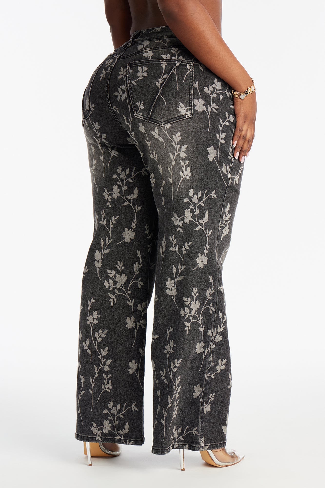 Where Flowers Bloom Stretch Jeans - Grey