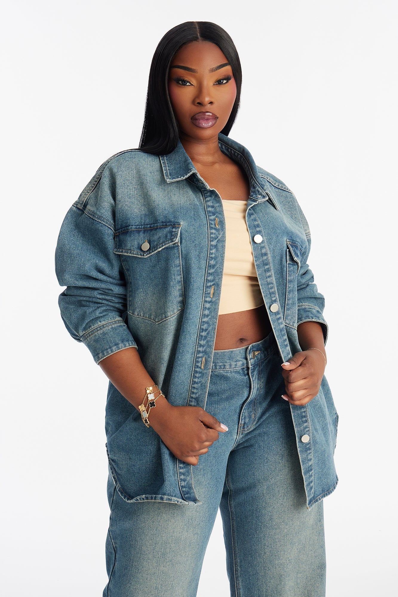 Luna Denim Shacket - Vintage Wash