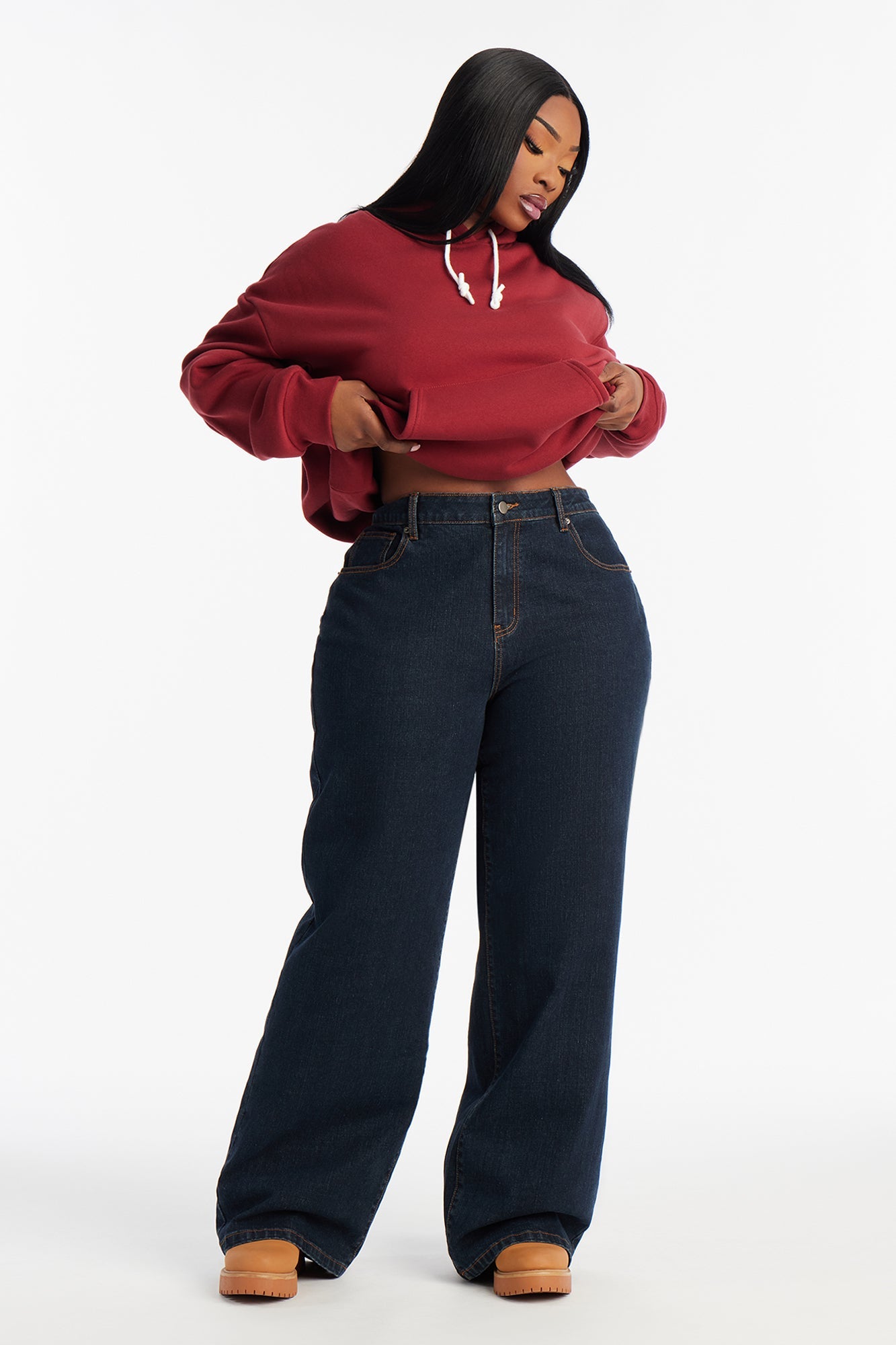 Minimalist Fleece Hoodie Sweatshirt - Wine
