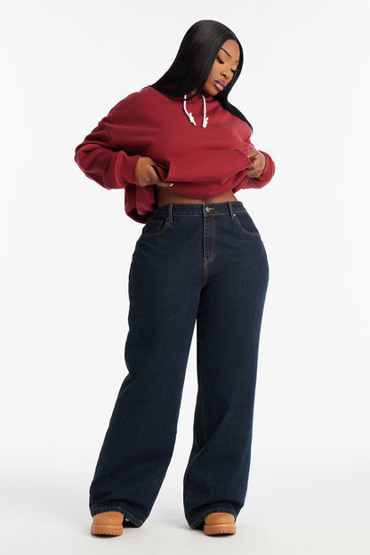 Minimalist Fleece Hoodie Sweatshirt - Wine