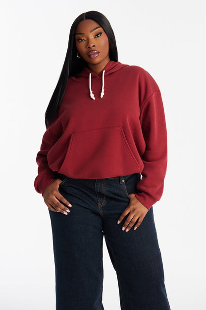 Minimalist Fleece Hoodie Sweatshirt - Wine