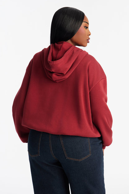 Minimalist Fleece Hoodie Sweatshirt - Wine