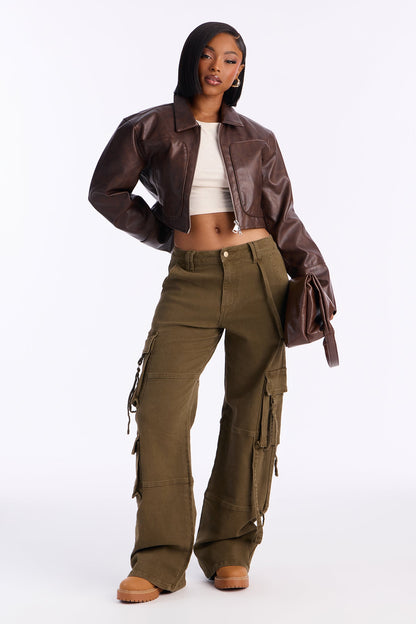 Desi Mineral Wash Cargo Pant - Military Green