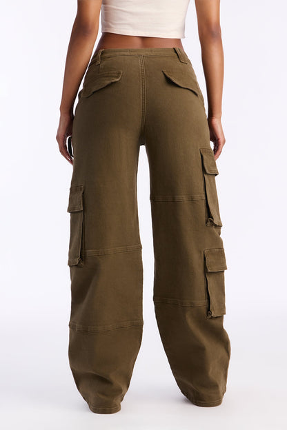Desi Mineral Wash Cargo Pant - Military Green