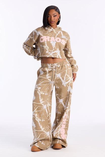 Chaos Camo Fleece Pant Set - Taupe