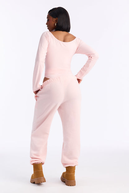 Jasmine Bodysuit Jogger Set - Light Pink