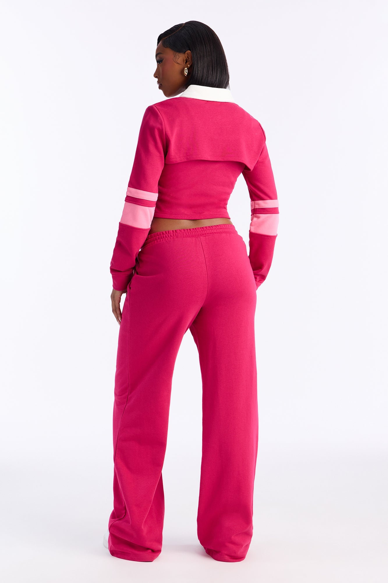 Academia Polo 3 Piece Sweatsuit Set - Raspberry