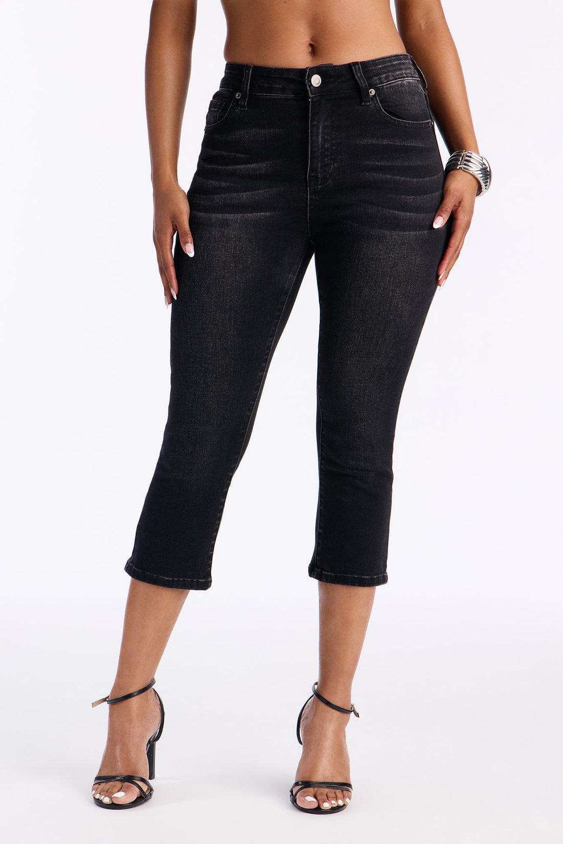 Step To It Skinny Capri Jeans - Black Wash