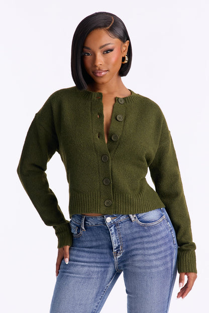 Good On You Cardigan - Olive